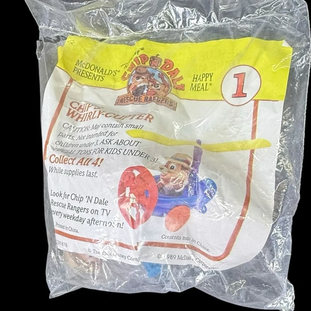 1989‎ Chip N Dale Rescue Rangers Chip Toy McDonalds Happy Meal Disney New Sealed